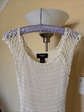 Vintage Express Tricot "Handknit" sleeveless crochet maxi dress